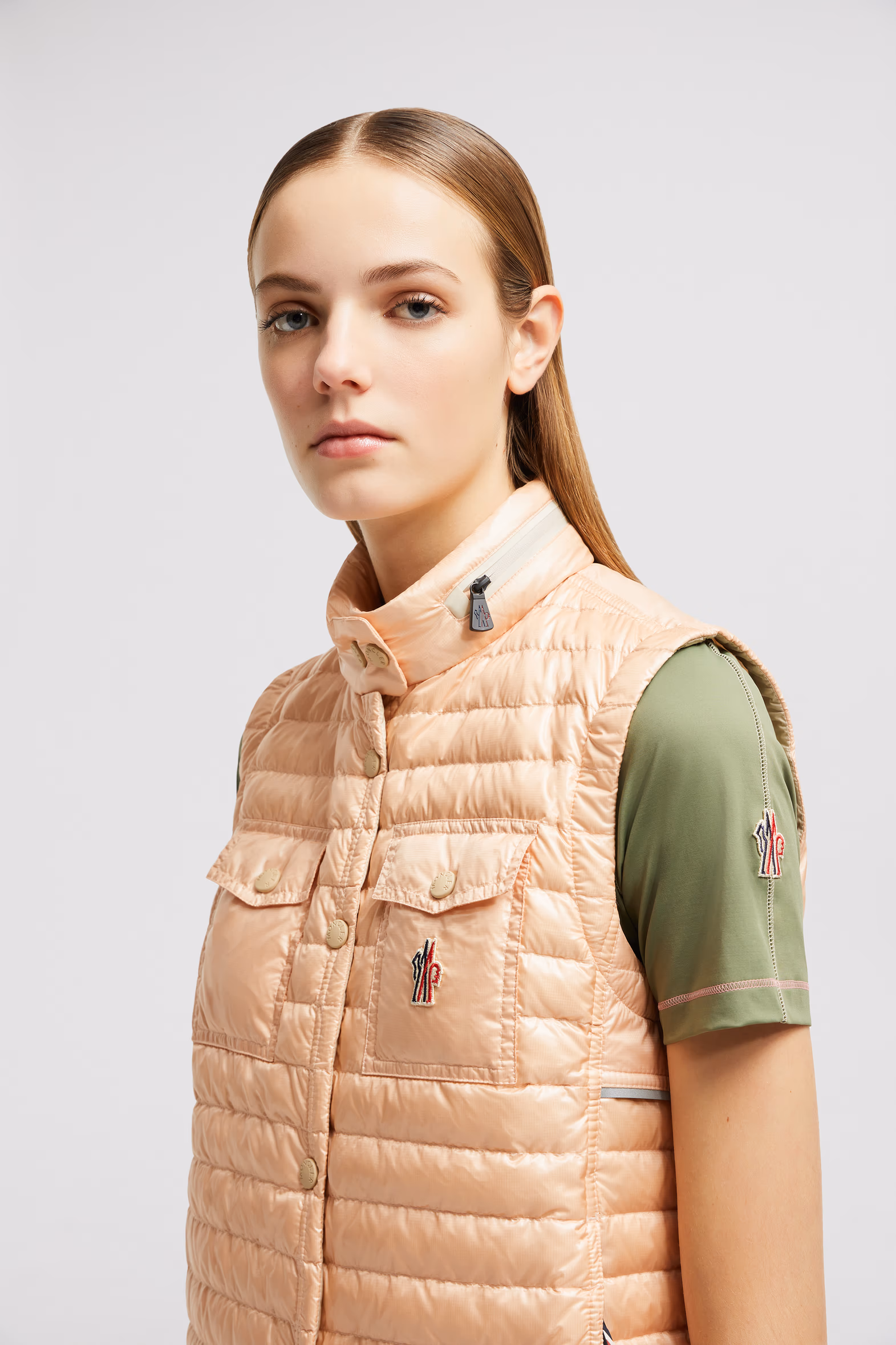 Gumiane Hooded Down Vest Women Pink Moncler 4